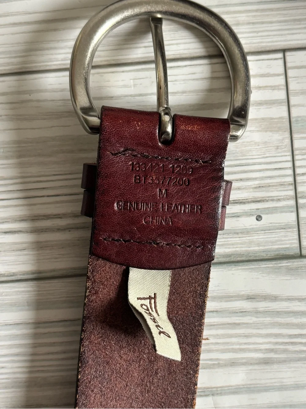 Fossil Leather Tooled Brown Women's Belt with Silver Buckle